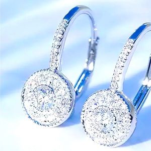 Certified 2ct t.w. Moissanite Micro Pave Diamond Dangle Drop Style Earri…